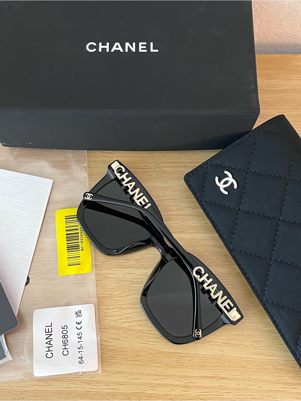 NWT CHANEL Black Oversized Square Sunglasses ch6805